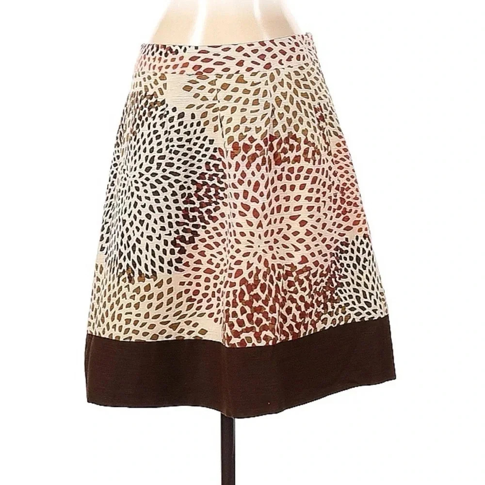 Banana Republic Y2K Chic Silk Bohemian Floral Brown Cream Rust Skirt Size 2 - Picture 4 of 6